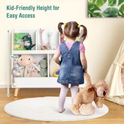 Costway 5Cube Bookshelf & Toy Organizer Wooden Storage Bookcase w/ Wood Legs in White - thumbnail 5