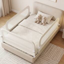 CASART Foldable Toddler Bed Rail 148 cm Long Adjustable Baby Bed Rail Guard in White - thumbnail 5