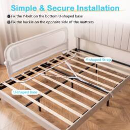 CASART Foldable Toddler Bed Rail 148 cm Long Adjustable Baby Bed Rail Guard in White - thumbnail 7