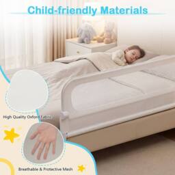 CASART Foldable Toddler Bed Rail 148 cm Long Adjustable Baby Bed Rail Guard in White - thumbnail 8