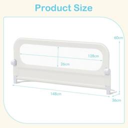 CASART Foldable Toddler Bed Rail 148 cm Long Adjustable Baby Bed Rail Guard in White - thumbnail 2