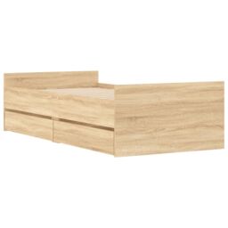 Berkfield Home Bed Frame without Mattress Sonoma Oak 75x190 cm Small Single in Brown - thumbnail 3