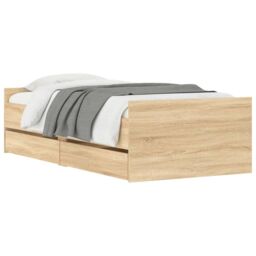 Berkfield Home Bed Frame without Mattress Sonoma Oak 75x190 cm Small Single in Brown - thumbnail 4