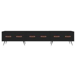 Berkfield Home TV Cabinet Black 150x36x30 cm Engineered Wood - Size: 150 x 36 x 30 cm - thumbnail 5