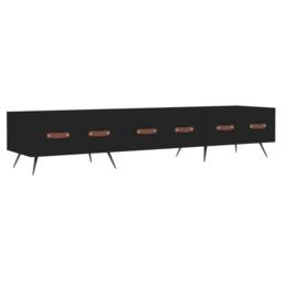 Berkfield Home TV Cabinet Black 150x36x30 cm Engineered Wood - Size: 150 x 36 x 30 cm - thumbnail 1