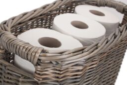 Red Hamper Wicker Oval Toilet Roll Storage Basket in Taupe - thumbnail 3
