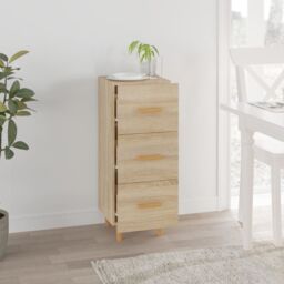 Berkfield Home Sideboard Sonoma Oak 34.5x34x90 cm Engineered Wood in Brown - thumbnail 3