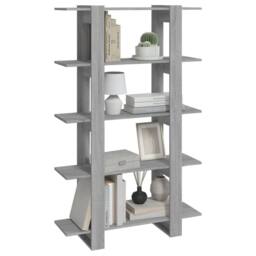 Berkfield Home Book Cabinet/Room Divider Grey Sonoma 100x30x160 cm - Size: 100 x 30 x 160 cm - thumbnail 5