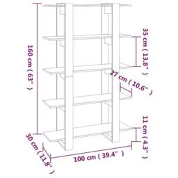 Berkfield Home Book Cabinet/Room Divider Grey Sonoma 100x30x160 cm - Size: 100 x 30 x 160 cm - thumbnail 7
