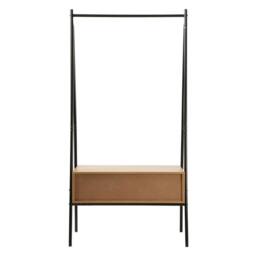 CALICOSY Black Metal Wardrobe With 1 Drawer, Oak Finish, H170cm - JILL in Light Oak - thumbnail 7