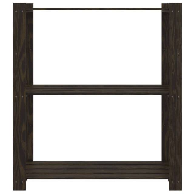 Berkfield Home Beautiful 3-Tier Storage Rack Black 80x38x90 cm Solid Wood Pine in Dark Brown - Size: 80 x 38 x 90 cm - image 1