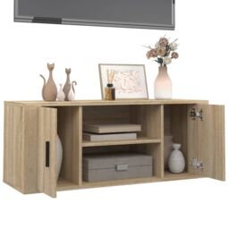 Berkfield Home TV Cabinet Sonoma Oak 100x35x40 cm Engineered Wood in Brown - Size: 100 x 35 x 40 cm - thumbnail 4