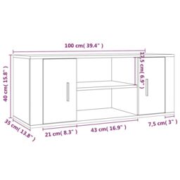 Berkfield Home TV Cabinet Sonoma Oak 100x35x40 cm Engineered Wood in Brown - Size: 100 x 35 x 40 cm - thumbnail 9