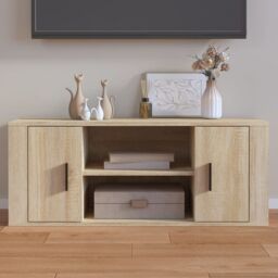 Berkfield Home TV Cabinet Sonoma Oak 100x35x40 cm Engineered Wood in Brown - Size: 100 x 35 x 40 cm - thumbnail 1
