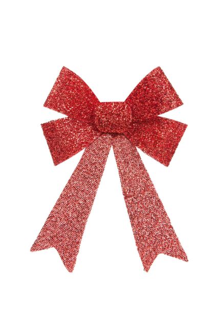 VFM e-Store Tinsel Bow Christmas Decoration X 1 22cm x 32cm x 7cm Red - Size: 22 cm x 32 cm x 7 cm - image 1