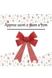 VFM e-Store Tinsel Bow Christmas Decoration X 1 22cm x 32cm x 7cm Red - Size: 22 cm x 32 cm x 7 cm - thumbnail 2