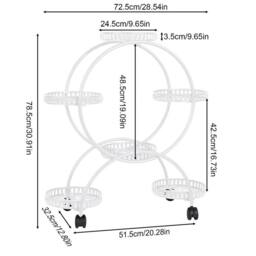 Kelvenix Rolling Metal Plant Stand Shelves 6 Potted Display Rack in White - Size: 0.6m2 - thumbnail 2