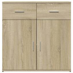 Berkfield Home Sideboard Sonoma Oak 79x38x80 cm Engineered Wood in Light Oak - Size: 79 x 38 x 80 cm - thumbnail 5