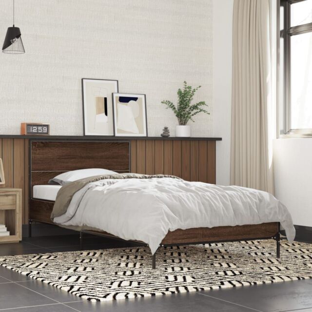 Berkfield Home Bed Frame without Mattress Brown Oak 75x190 cm Small Single - image 1