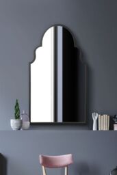 "MirrorOutlet Black Metal Framed Arched Wall Mirror 41"" X 24"" (104CM X 61CM) - Size: 1 Pack"