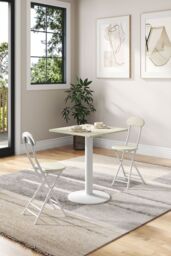 Living and Home 3pcs Square Table and 2 Chairs Set Indoor Outdoor Bistro Dining Set in White - thumbnail 3