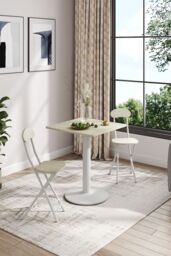 Living and Home 3pcs Square Table and 2 Chairs Set Indoor Outdoor Bistro Dining Set in White - thumbnail 2