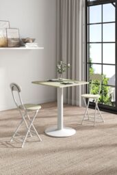 Living and Home 3pcs Square Table and 2 Chairs Set Indoor Outdoor Bistro Dining Set in White - thumbnail 4