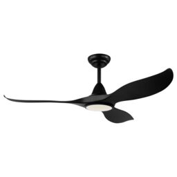 Loops Remote Control Ceiling Fan & Light Matt Black Abs Plastic 15W Built in LED - thumbnail 1