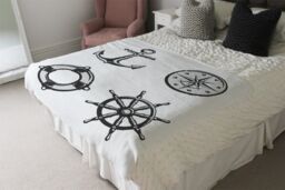 Benjamin Tate Design Nautical Icons Blanket in Natural - Size: 120 cm x 150 cm - thumbnail 3