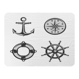 Benjamin Tate Design Nautical Icons Blanket in Natural - Size: 120 cm x 150 cm - thumbnail 1
