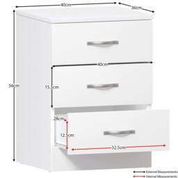 Home Discount Vida Designs 4Pc Bedroom Set 2x3Bedside, 5 Drawer, 3Dr Mirror Wardrobe in White - thumbnail 5