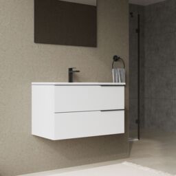Banyetti Celtic 800mm Wall Hung Bathroom Vanity Unit with Athena Basin - Gloss White - thumbnail 6