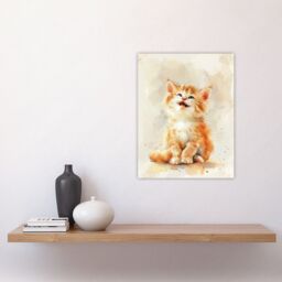 "Artery8 Cute Happy Fluffy Ragdoll Kitten Orange Cat Lover Wall Art Print - Size: W24"" x H32""" - thumbnail 4
