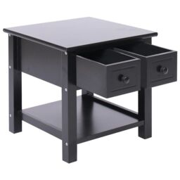 Berkfield Home Side Table Black 40x40x40 cm Paulownia Wood - Size: 40 x 40 x 40 cm - thumbnail 4