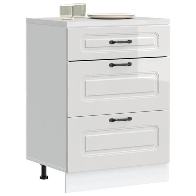 Berkfield Home Kitchen Base Cabinet Kalmar High Gloss White Engineered Wood - image 1