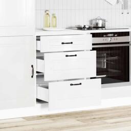 Berkfield Home Kitchen Base Cabinet Kalmar High Gloss White Engineered Wood - thumbnail 3