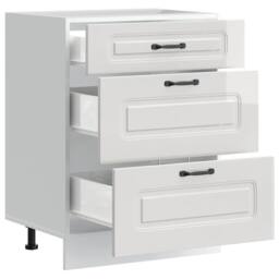 Berkfield Home Kitchen Base Cabinet Kalmar High Gloss White Engineered Wood - thumbnail 5