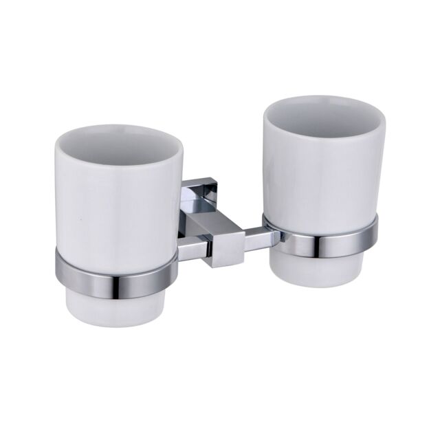 Nes Home Double Square Glass Tumbler Chrome in Silver - image 1