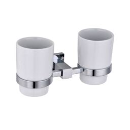 Nes Home Double Square Glass Tumbler Chrome in Silver - thumbnail 1