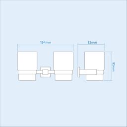 Nes Home Double Square Glass Tumbler Chrome in Silver - thumbnail 2