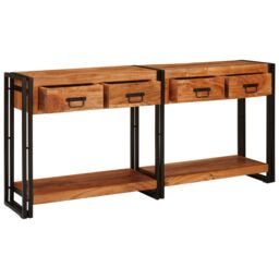 Berkfield Home Console Tables 2 pcs Brown 160 x 33 x 75 cm Solid acacia wood - thumbnail 3