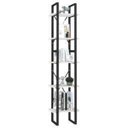 Berkfield Home 5-Tier Book Cabinet White 40x30x175 cm Pinewood - Size: 40 x 30 x 175 cm - thumbnail 3