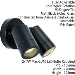 Loops IP44 Outdoor Adjustable Spotlight Matt White Twin GU10 Dimmable Up Down light - thumbnail 2