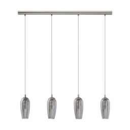 Loops Pendant Light Satin Nickel Shade Black Clear Smoked Glass Granilla Bulb G9 4x3W in Metallics - thumbnail 1