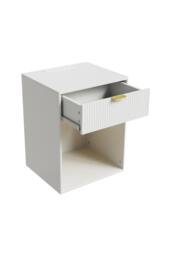 Living and Home 2Pcs Bedside Tables with Charging Station & RGB Light Strip in White - thumbnail 8
