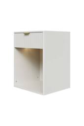 Living and Home 2Pcs Bedside Tables with Charging Station & RGB Light Strip in White - thumbnail 7