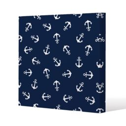Benjamin Tate Design Anchors on Navy Background (Canvas Print) / 101 x 101 x 4cm in Natural - Size: 101 x 101 x 4 cm - thumbnail 1