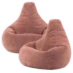 icon Dalton Cord Adult Bean Bag Chair, Set of 2 in Pink