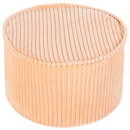 Wyld and Coco Peach Pink Round Pouffe Cotton Velvet Ribbed Corduroy Texture - thumbnail 3