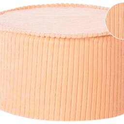 Wyld and Coco Peach Pink Round Pouffe Cotton Velvet Ribbed Corduroy Texture - thumbnail 2